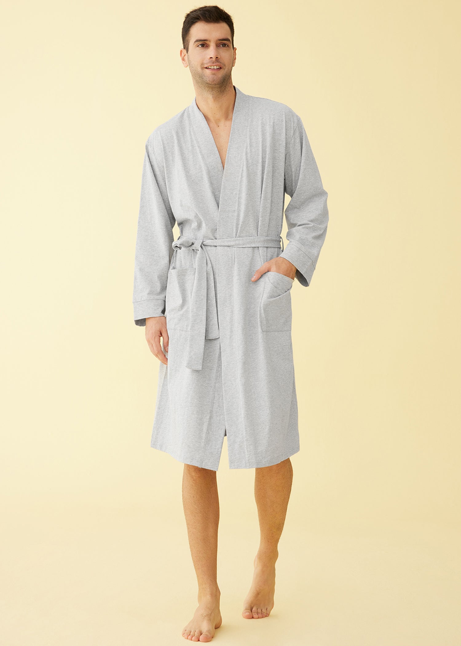 Men's Lightweight Cotton Kimono Robe - Soft Breathable Bathrobe for Spa, Lounge & Home Relaxation