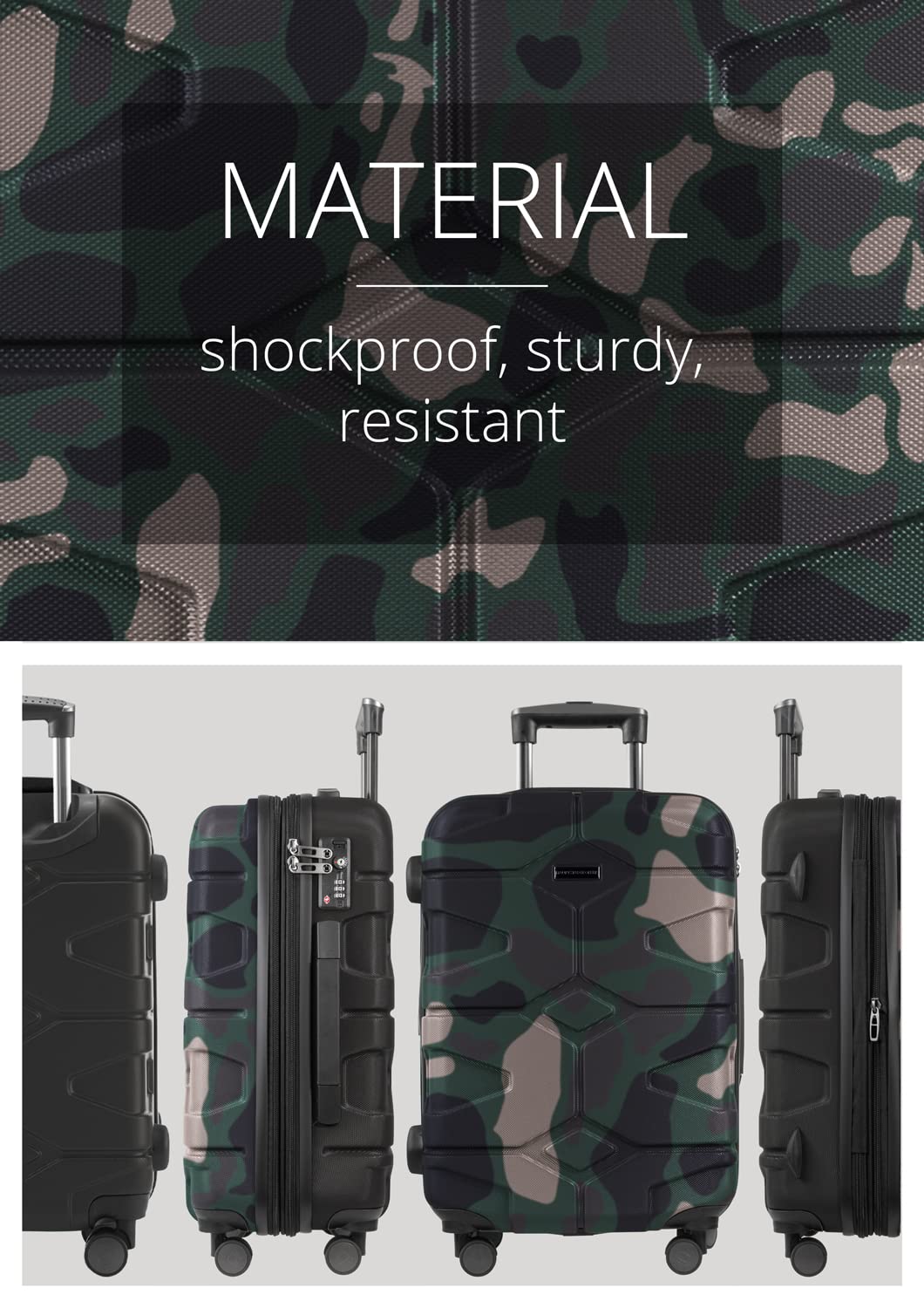 Premium Camouflage Carry-On Luggage 55cm - Lightweight Cabin Suitcase for Business Travel & Weekend Getaways