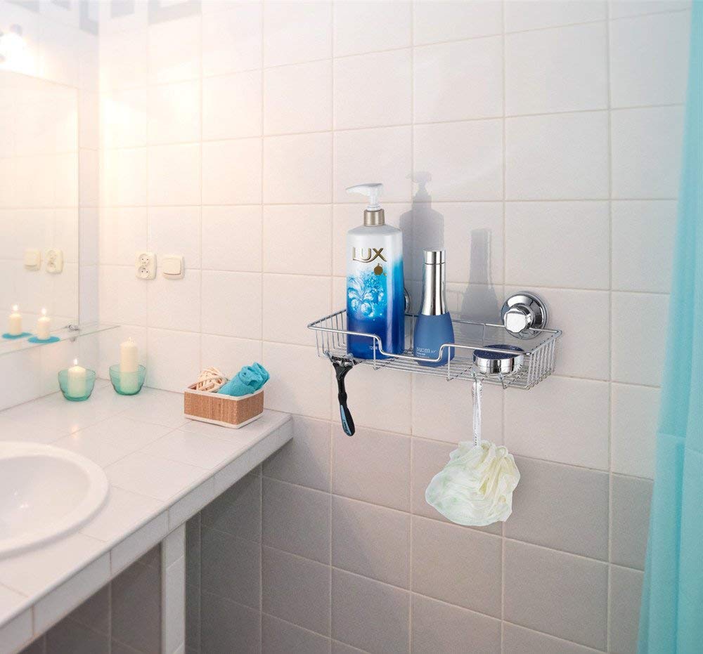 iPEGTOP L-4 Strong Suction Cup Shower Caddy - Rustproof Stainless Steel Bathroom Organizer for Shampoo, Soap, Conditioner & Razor Storage - Perfect for Small Spaces & Clutter-Free Showers