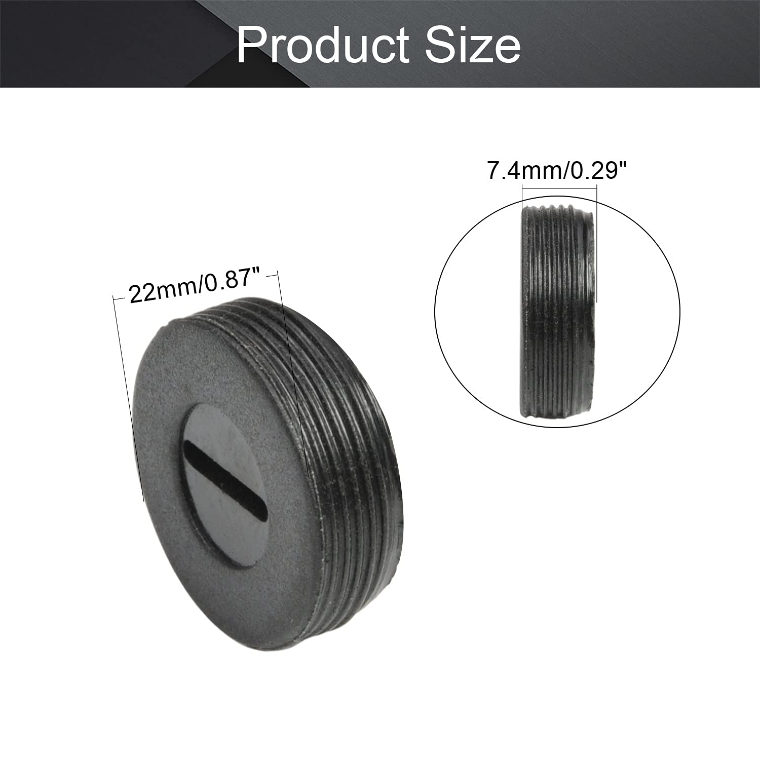 Yinpecly 22mm OD Carbon Brush Holder Caps - Motor Brush Cover Plastic Fitting Thread for Electric Grinder & Rotary Hammer - Black (2PCS) - Perfect for Power Tool Maintenance & DIY Projects
