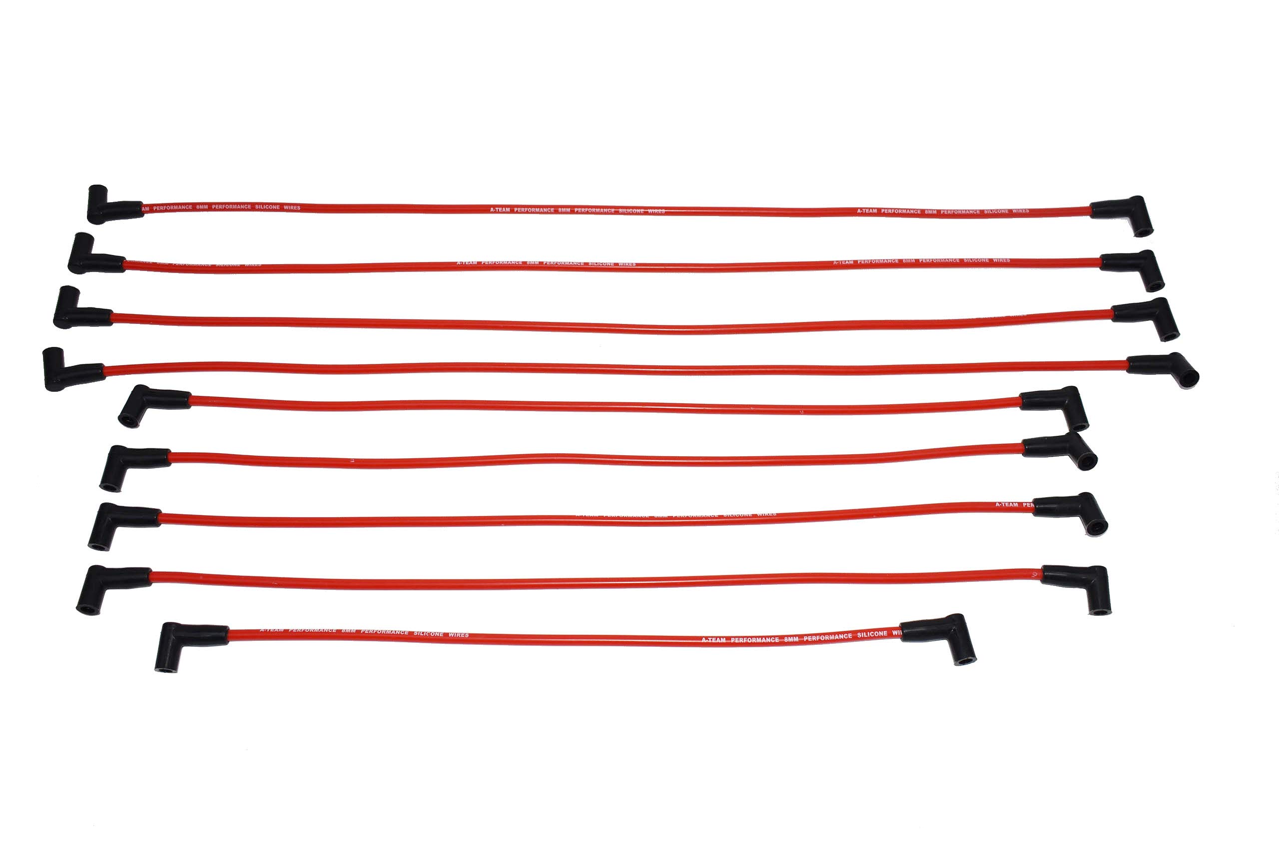 A-Team Performance Red Silicone Spark Plug Wires - Compatible with Small Block Chevy (SBC) Engines - High Heat Resistance for Marine & Performance Boats, Hot Rods, Classic Cars