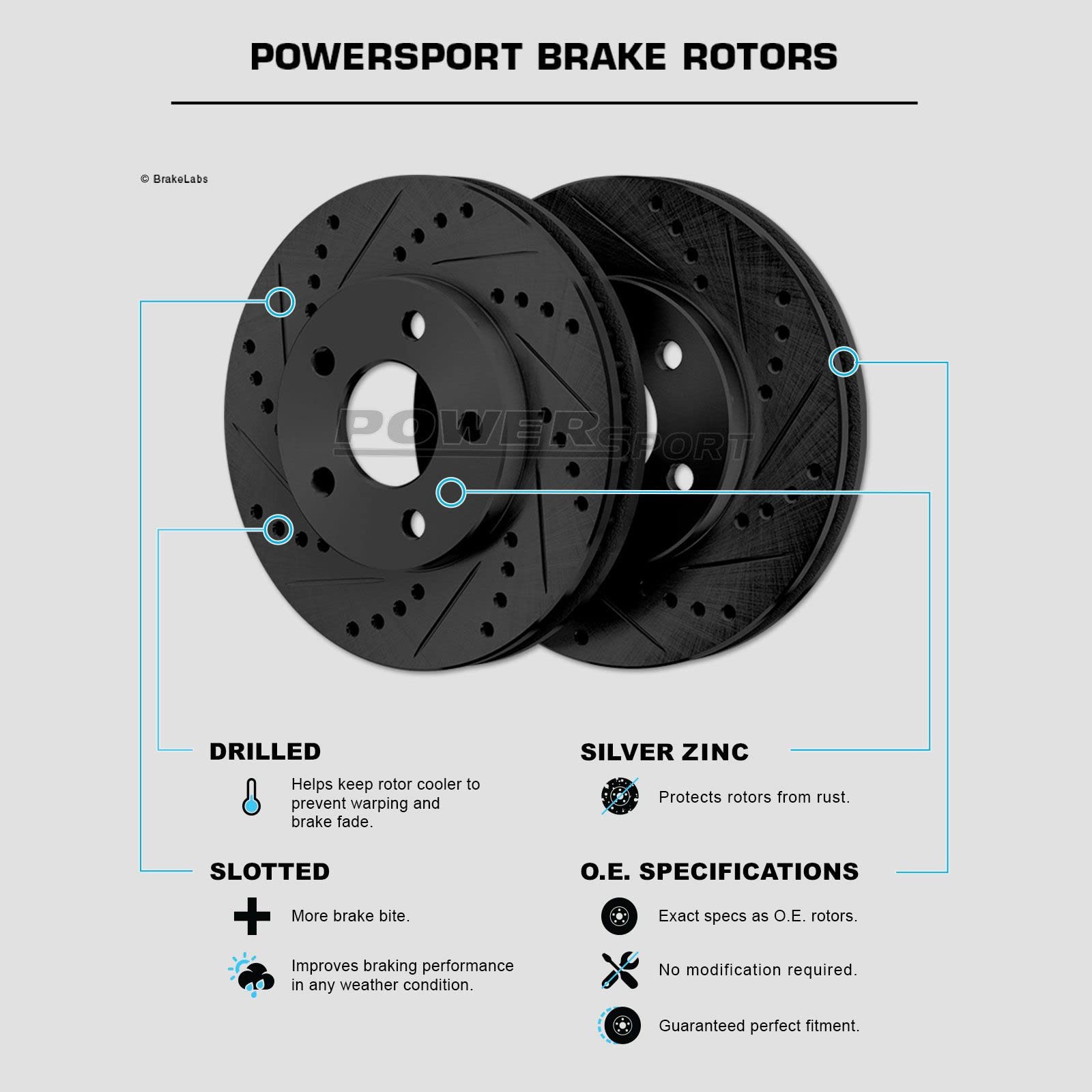 PowerSport Front & Rear Brake Pads and Rotors Kit - Semi-Metallic Brake Pads & Rotors for 1993-1996 Honda Prelude | High-Performance Braking for Street & Track Use
