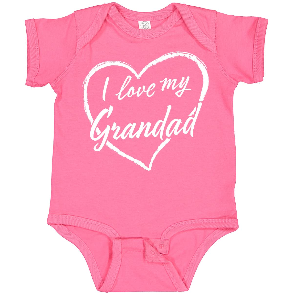 Inktastic I Love My Grandad White Chalk Heart Baby Bodysuit - Cute Infant Onesie for Grandparents Day, Family Photos & Special Occasions