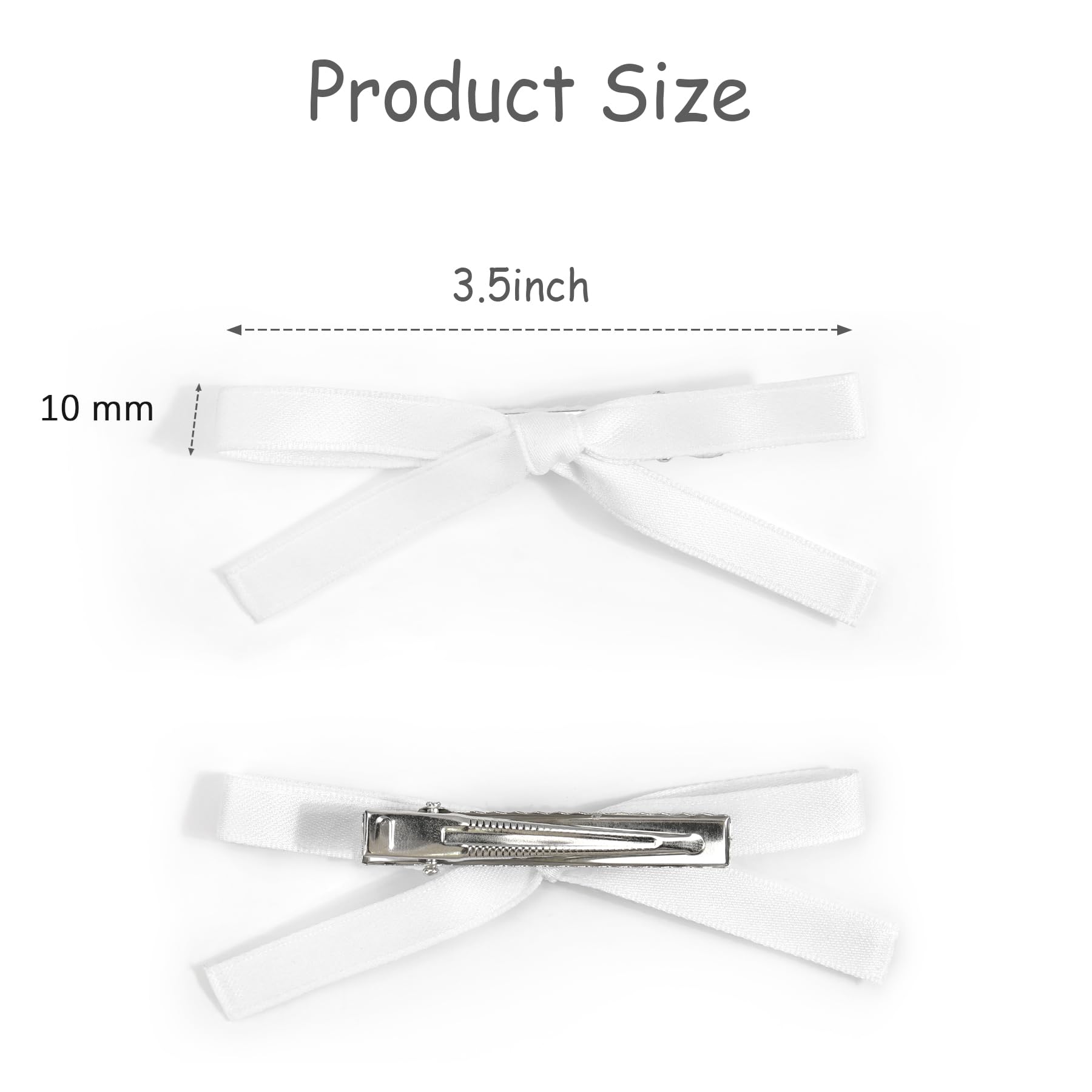 10pcs White Hair Bows Ribbon Clips - Mini Coquette Bow Claw Clips for Women, Girls & Toddlers - Perfect for Thick & Fine Hair - Great for Parties, Weddings & Everyday Styling