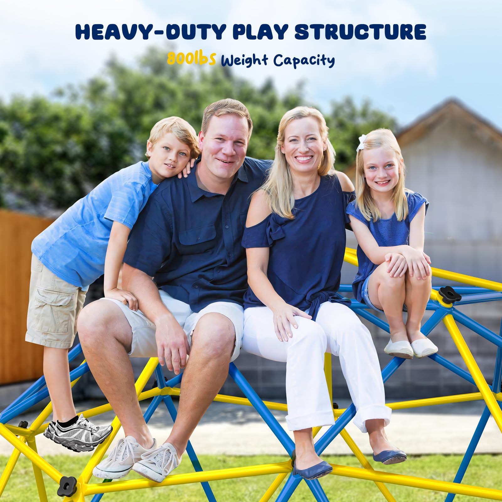 Hapfan 10ft Outdoor Jungle Gym Climbing Dome with Hammock & Swing - Heavy Duty 800LBS Capacity Monkey Bars Play Set for Kids Ages 3-12 - Perfect Backyard Play Equipment for Outdoor Adventures, Birthday Gifts & Family Fun Activities