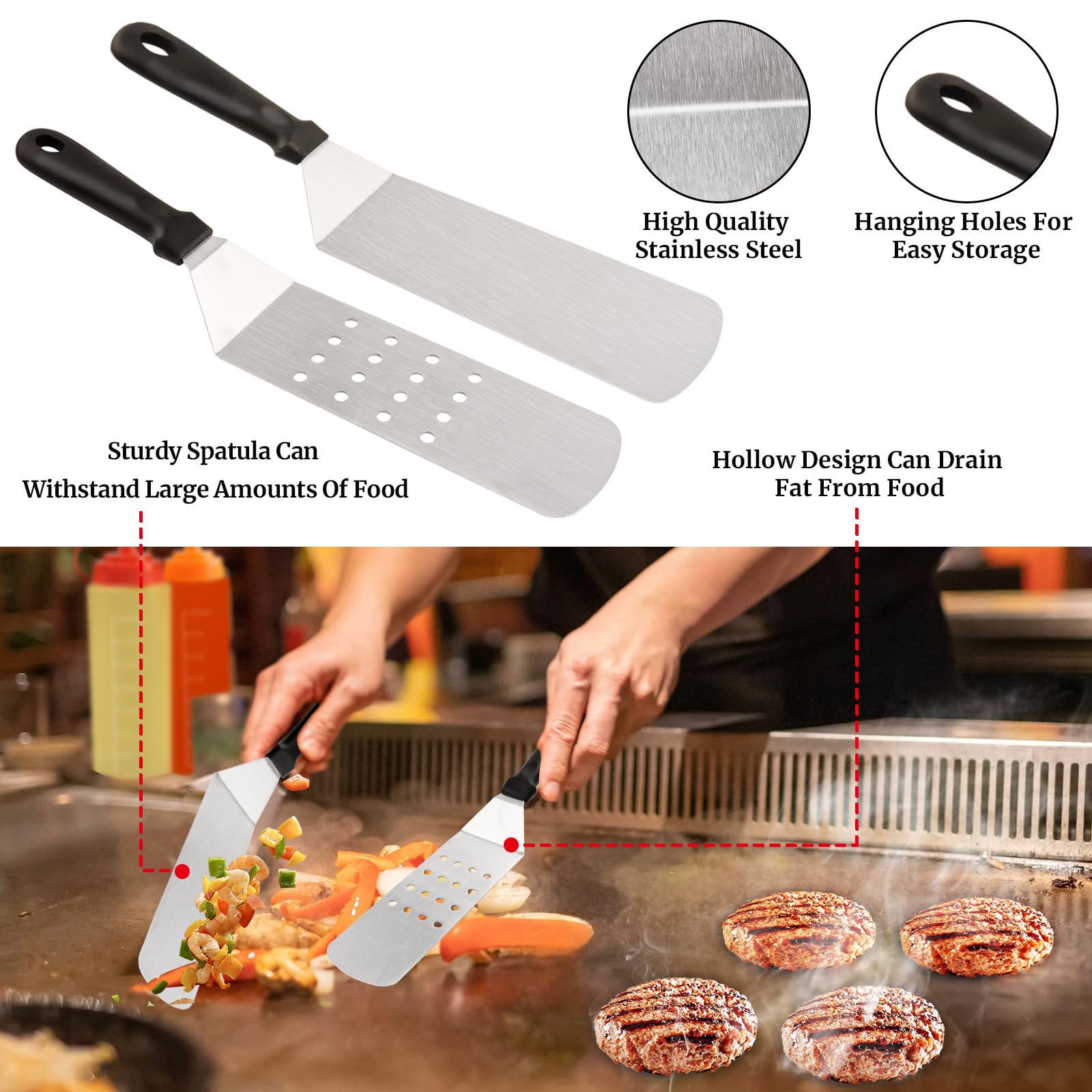 29PCS Blackstone Griddle Accessories Kit - Premium Flat Top Grill Tools Set with Spatulas, Burger Press, Basting Cover & Scraper - Perfect for Camp Chef, Outdoor Cooking & BBQ Gifts for Men (Includes Carry Bag) - Ideal for Backyard Grilling, Camping & Tailgating Parties