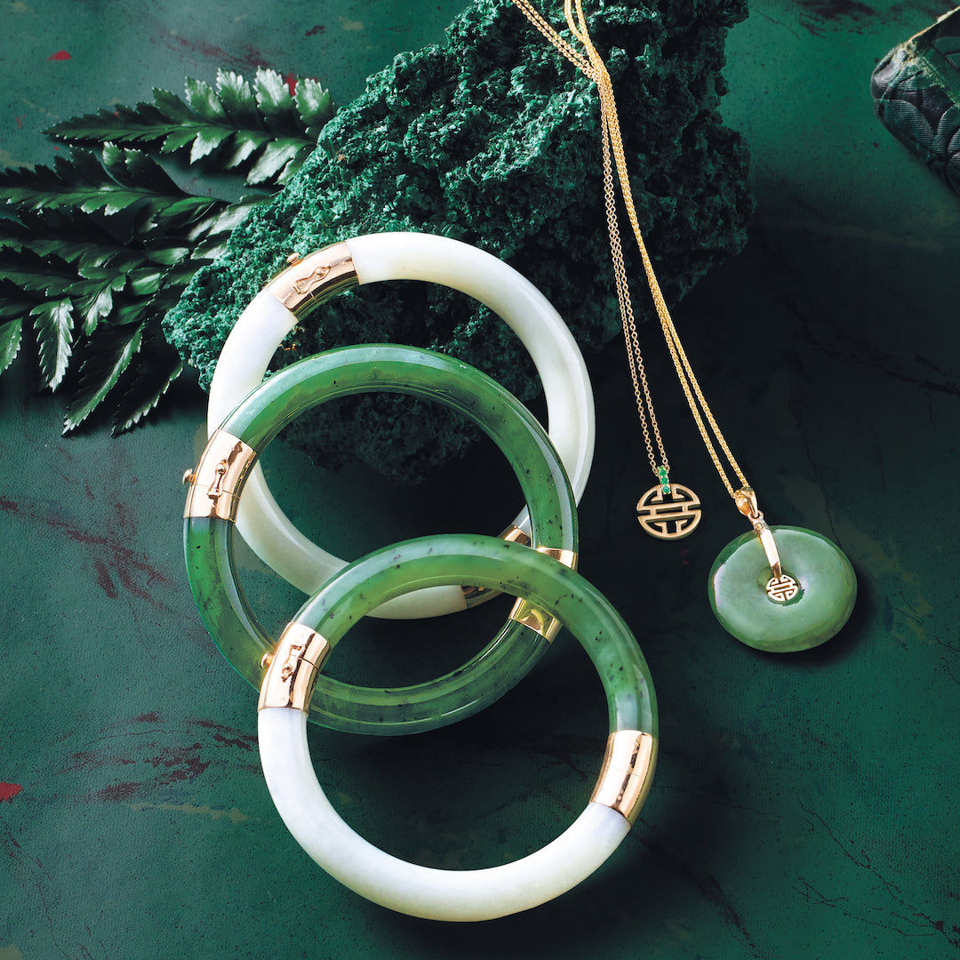 Green Nephrite & White Jade Pacific Bangle - Elegant Handmade Jewelry for Women, Perfect for Weddings, Parties & Everyday Wear
