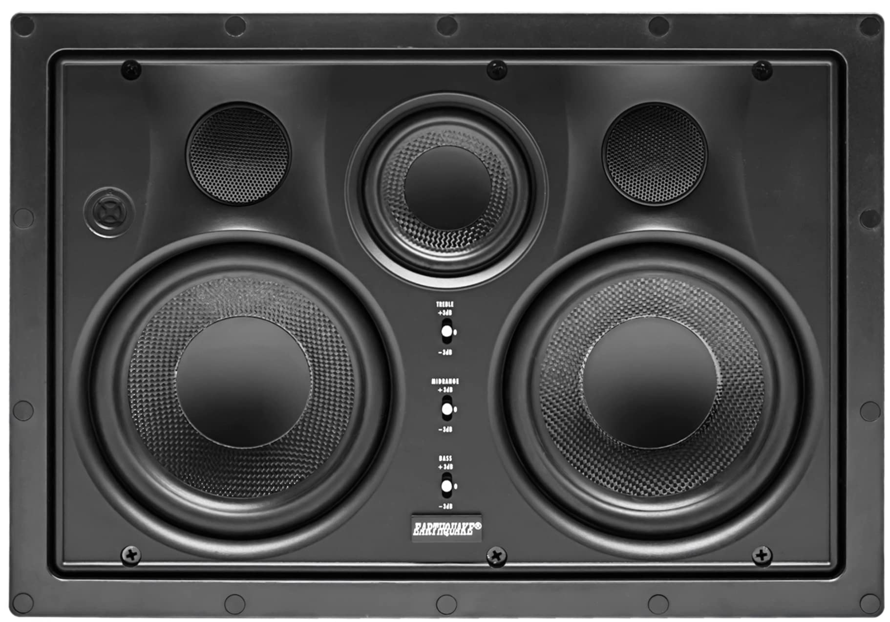 Earthquake Sound EWS530C Edgeless Series 3-Way Carbon Fiber In-Wall LCR Speaker with Magnetic Grille - High Performance Home Theater Audio (Black, Single) - Perfect for Living Rooms, Home Cinemas, and Multi-Room Audio Systems