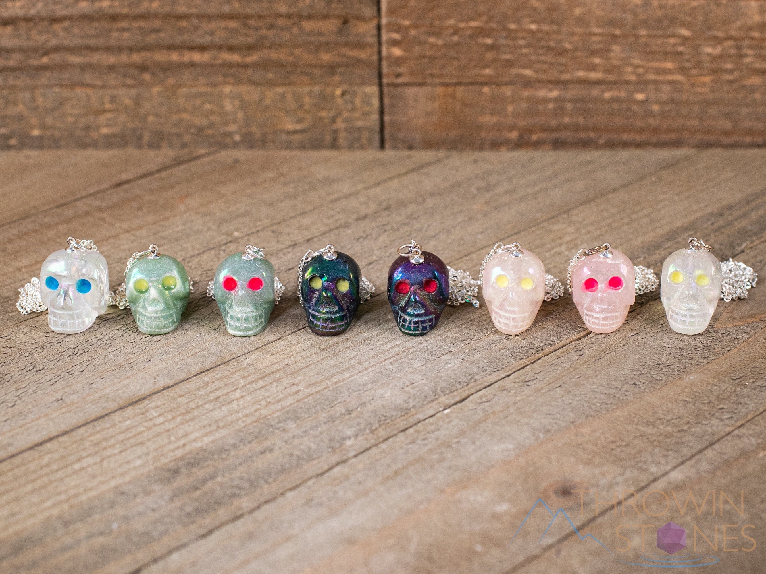 AURA QUARTZ Crystal Skull Necklace with Glow in the Dark Eyes - Pastel Goth & Crystal Jewelry for Women | Perfect for Halloween, Cosplay & Alternative Fashion (E1749)