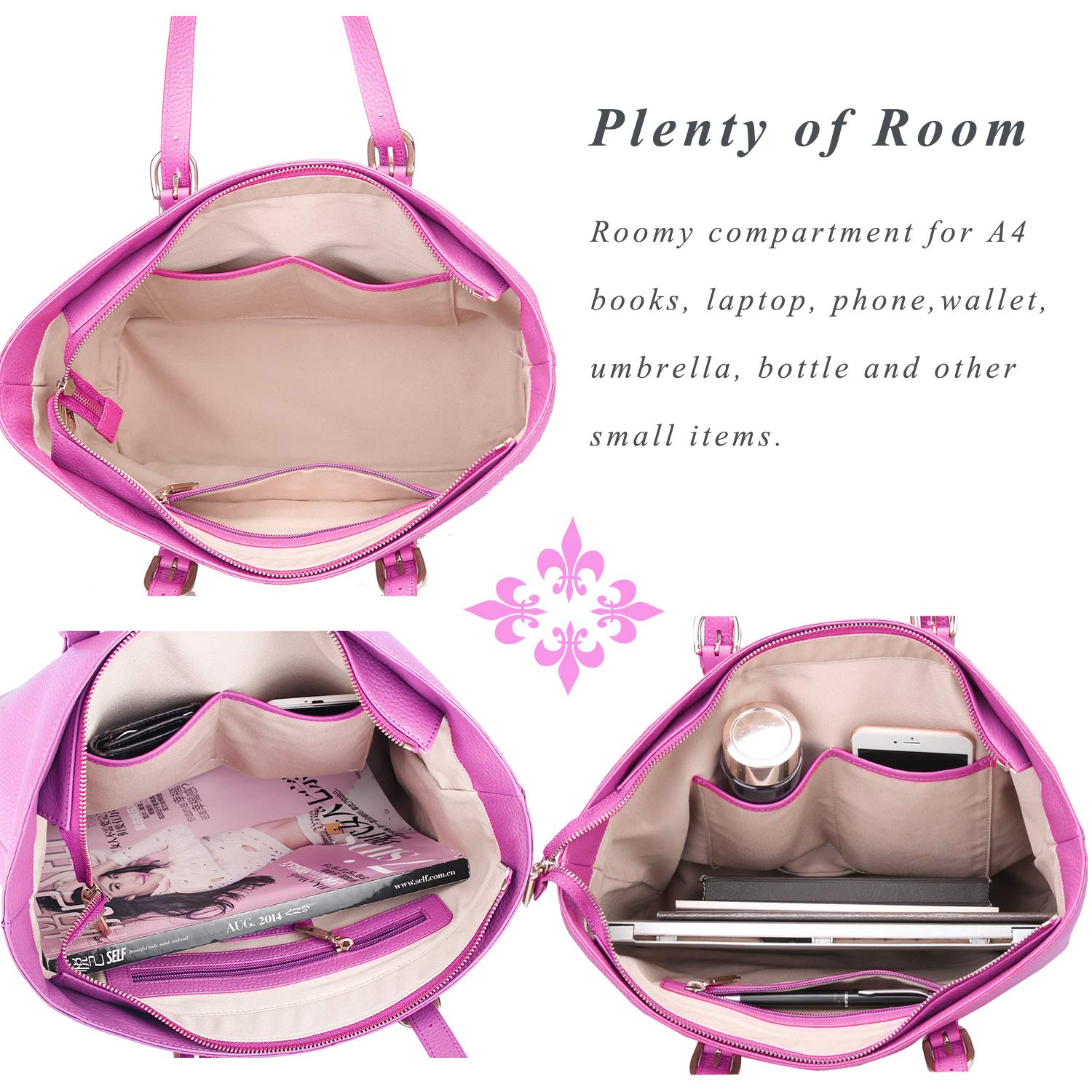 Banuce Large Capacity Leather Tote Bag for Women - Stylish Zippered Shoulder Purse & Handbag | Perfect for Work, Travel & Daily Use