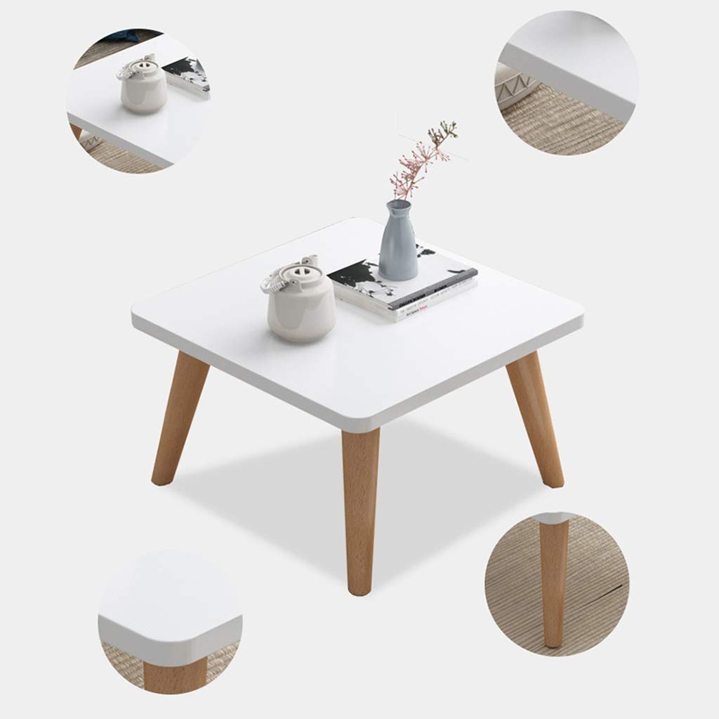 Nordic Solid Wood Coffee Table - 40x40x33cm Small Apartment Square Low Table with Sturdy Legs, Modern Simple Design for Living Room, Bedside, Sofa Side or Home Office | Perfect for Coffee, Books, Laptop & Decor