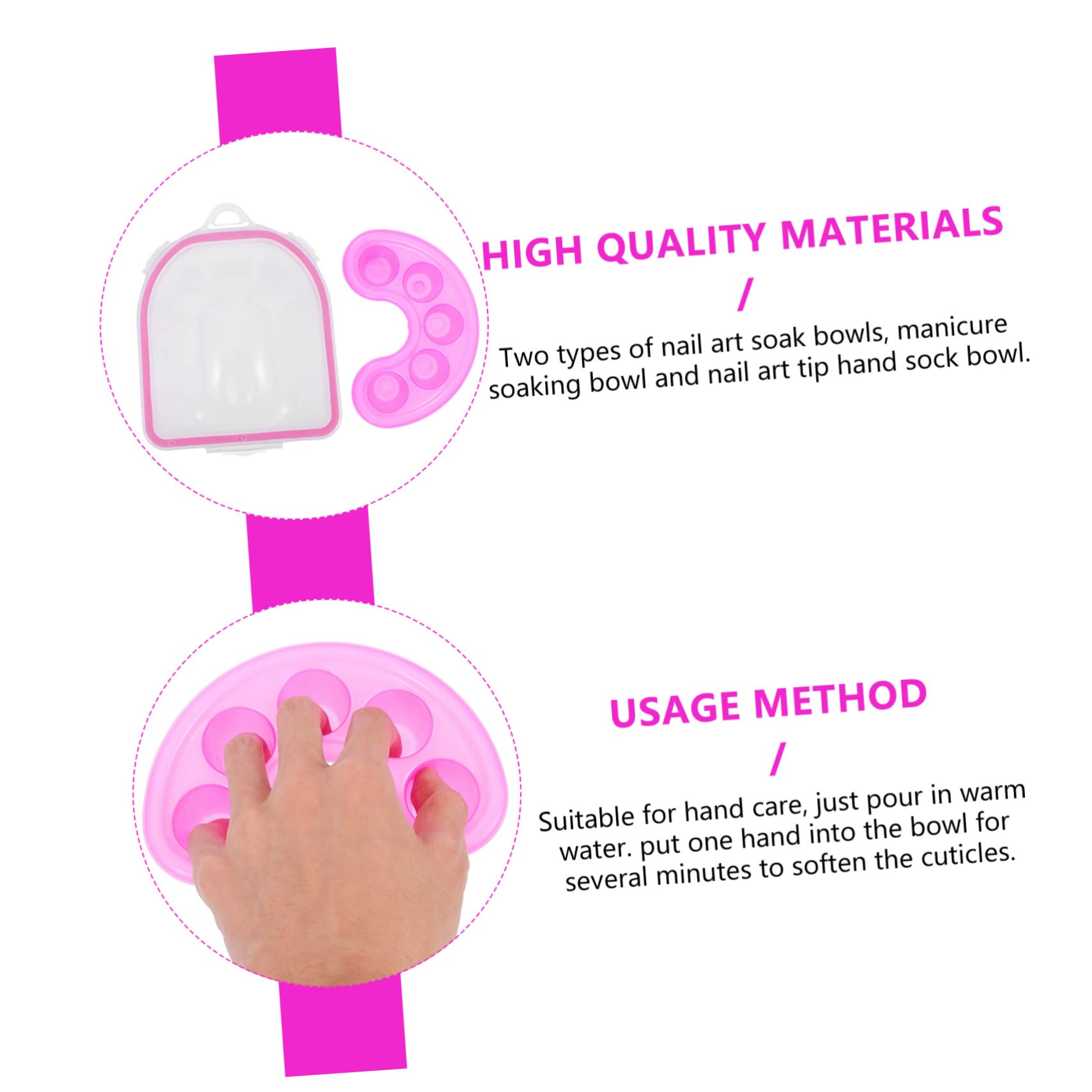 Beavorty 2 Pack Nail Polish Remover Bowl Set - Soak Off Bowl for Nail Art & Hand Soak - PP Material Nail Art Tray for Easy Manicure - Perfect for Salon, Home & Professional Nail Care