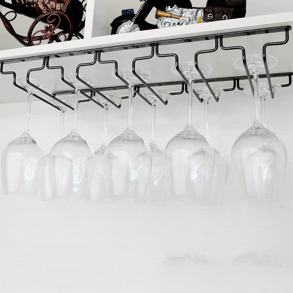 Stainless Steel Under Cabinet Wine Glass Holder - 3 to 8 Rows Metal Stemware Organizer with Screws for Bar & Kitchen | Perfect for Wine Storage & Space Saving in Home Bars, Restaurants, and Kitchens