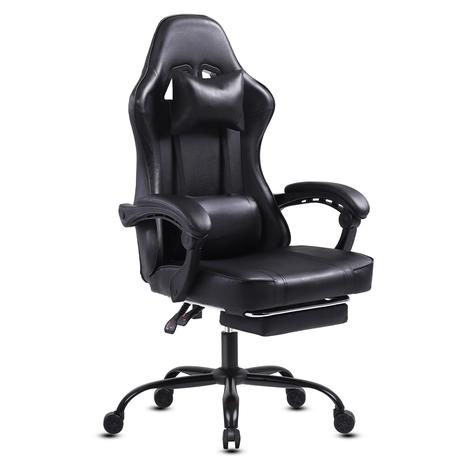 Premium Ergonomic Gaming Chair for Adults - High Back Computer Office Chair with Adjustable Lumbar Support & Footrest - 350LBS Weight Capacity - Black - Perfect for PC Gaming, Streaming, and Long Work Sessions