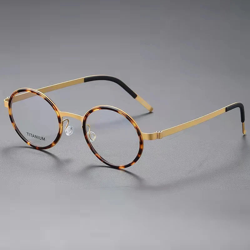 Unisex Full Rim Round Screwless Titanium Acetate Eyeglasses 9707 - Lightweight & Durable Glasses for Men & Women - Perfect for Reading, Work, and Everyday Fashion