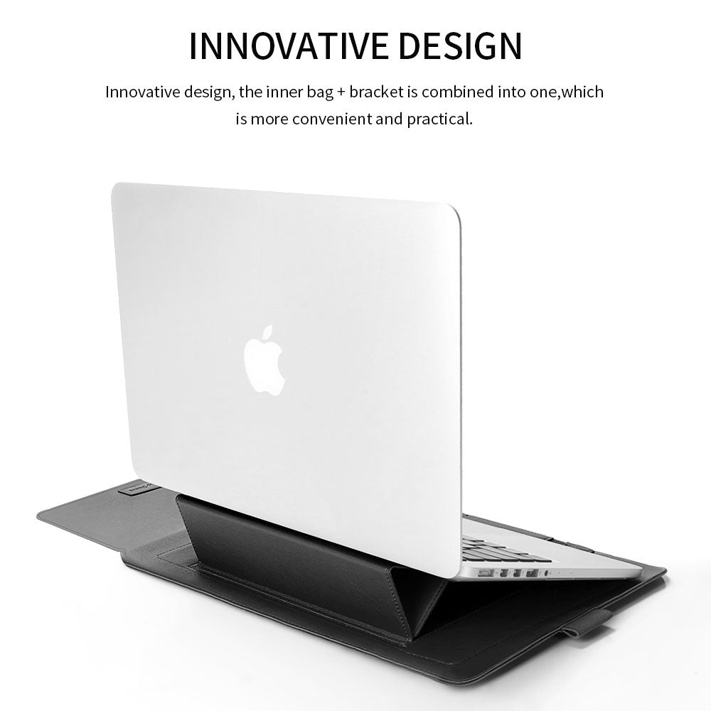 Premium Laptop Sleeve with Foldable Stand - Protective Case for 13-15 Inch MacBook & Windows Laptops - Perfect for Office, Travel & School Use