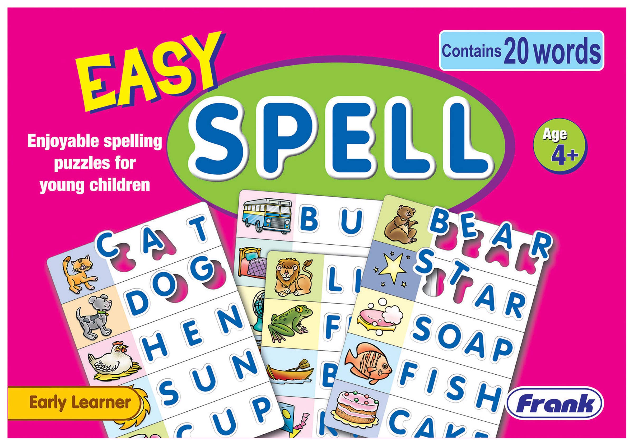 Frank Easy Spell – Educational Spelling Puzzles for Kids Ages 4-7 | Fun Learning Games to Improve Memory & Focus | Brain Booster Toy with 20 Word Challenges | Perfect Gift for Preschool & Kindergarten Classrooms, Homeschooling, and Family Game Nights
