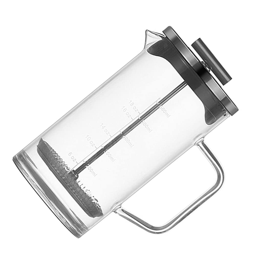 Hemoton 600ml Stainless Steel French Press Coffee Maker - Manual Espresso Pot with Heat-Resistant Borosilicate Glass & Built-in Scale Filter for Home, Office, Camping & Travel Use