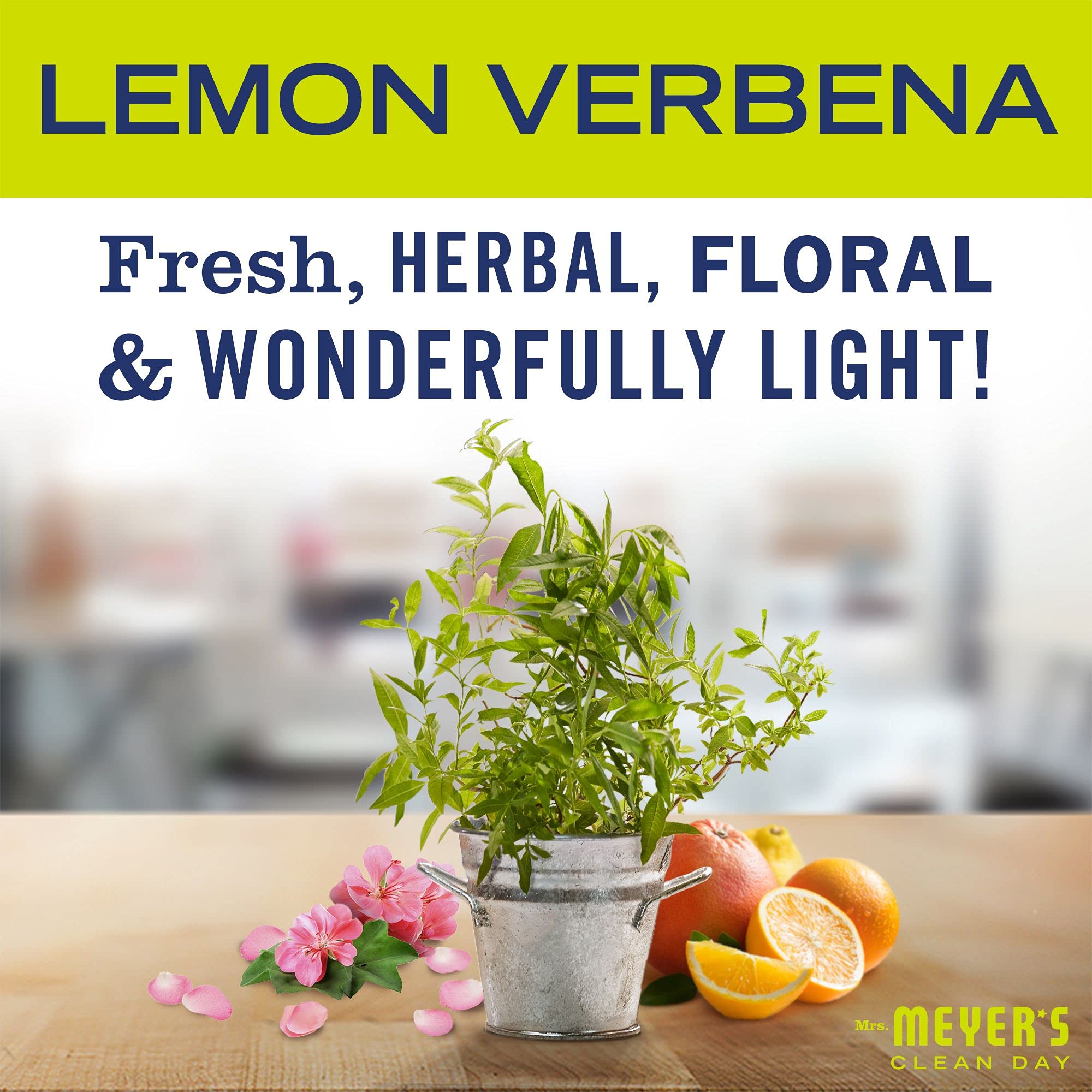 Mrs. Meyer's Clean Day Liquid Dish Soap - Biodegradable Lemon Verbena Scent (16 fl oz, Pack of 3) | Gentle on Hands, Tough on Grease - Perfect for Daily Dishwashing & Kitchen Cleaning