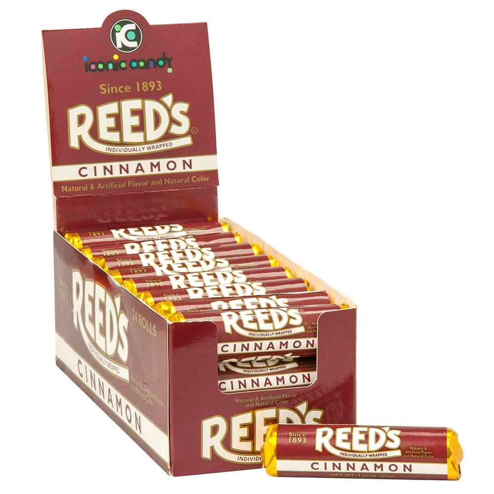 Reed's Classic Cinnamon Hard Candy Rolls - Traditional Spiced Cinnamon Candy (24 Count) - Perfect for Holiday Gifts, Office Treats & Christmas Stocking Stuffers