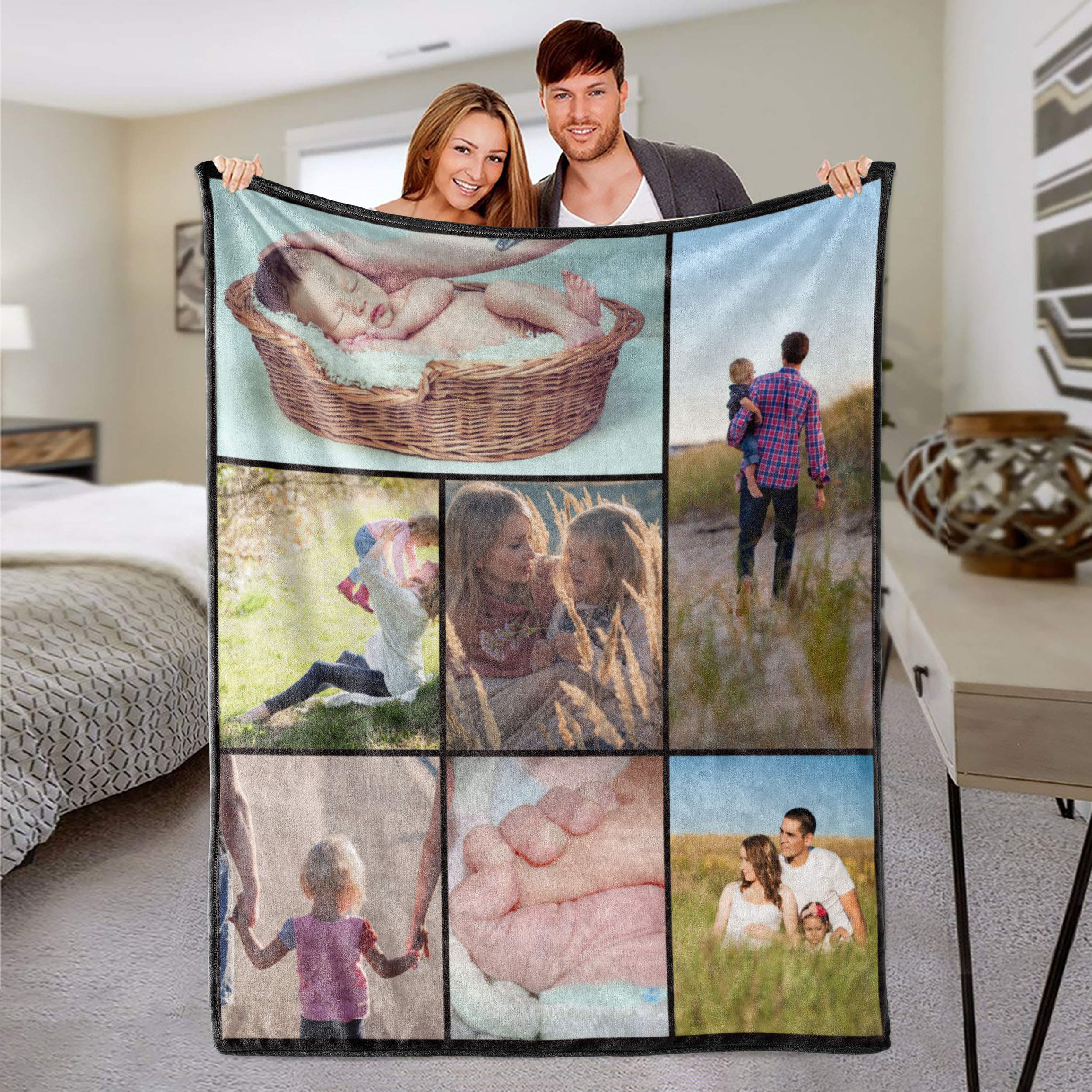 Custom Photo Blanket Personalized with 7 Pictures - 60