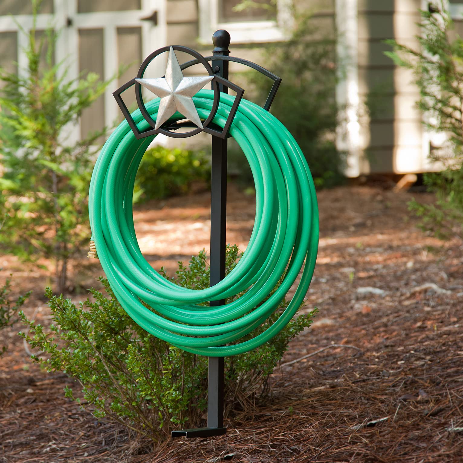 Liberty Garden Hose Hanger Post - Black for Outdoor Watering