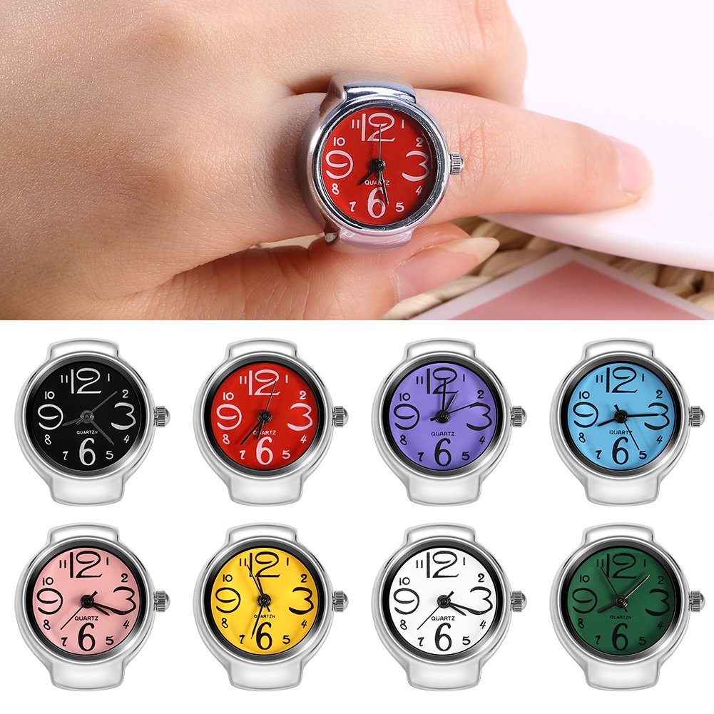 Stainless Steel Quartz Finger Ring Watch - Round Analog Ring Watch for Men & Women (White) | Elegant & Stylish Jewelry Watch for Daily Wear, Parties & Gifts