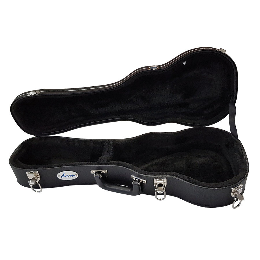 DCM BKW S Soprano Ukulele with Wooden Case - Black | Portable Travel Uke for Beginners, Kids & Outdoor Performances