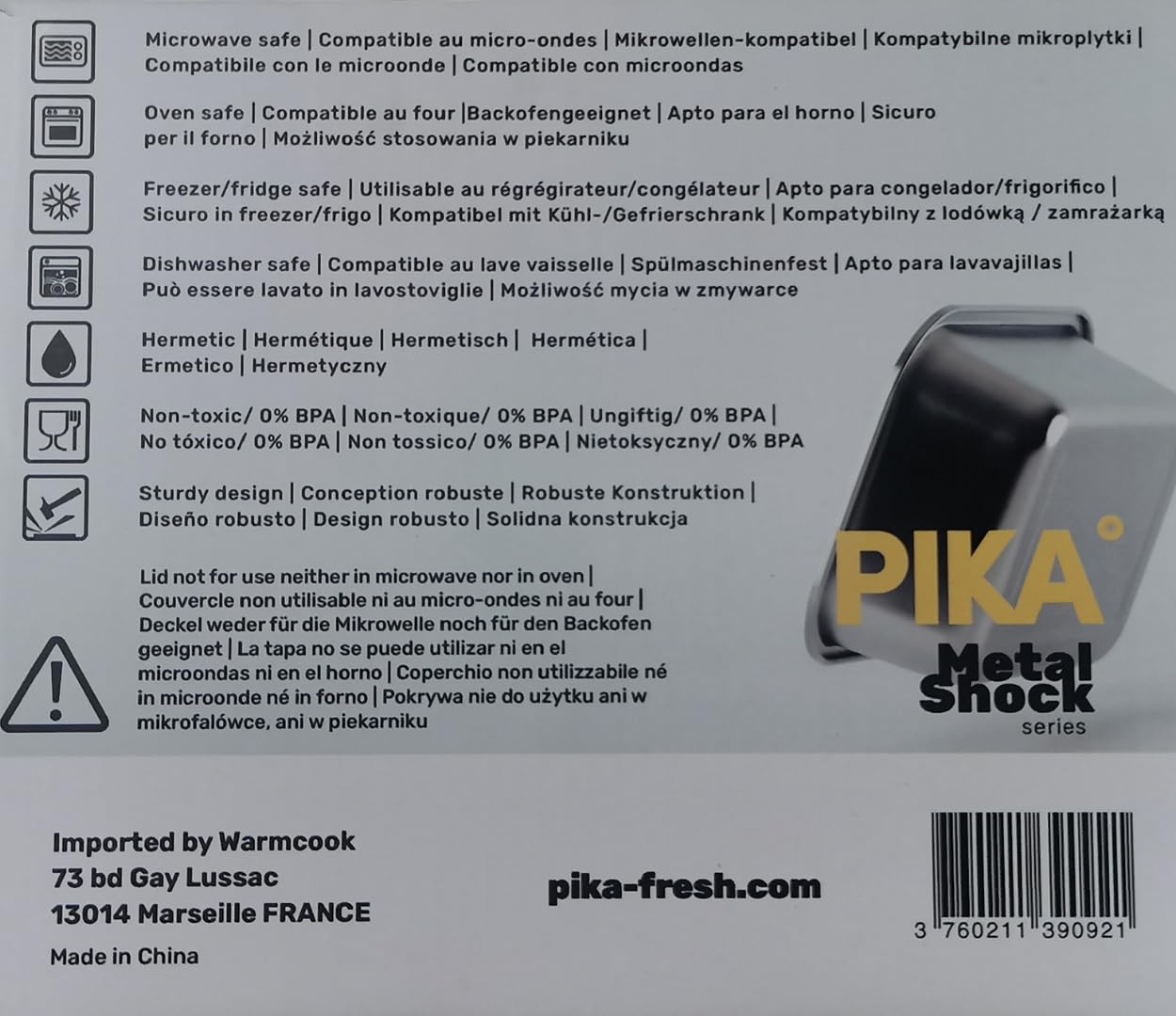 PIKA - 7-Piece Airtight Stainless Steel Food Storage Containers Set - Microwave, Oven & Freezer Safe - Perfect for Meal Prep, Batch Cooking & Leftovers Storage - Ideal for Home, Office & Picnic Use