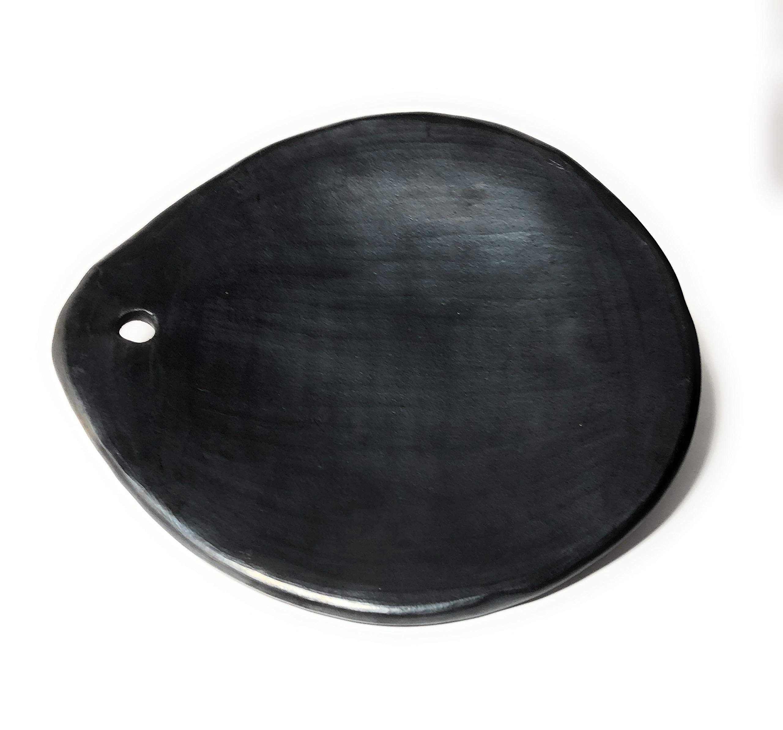 Authentic Chamba 11-Inch Black Clay Comal for Tortillas - Handmade Unglazed Stovetop Grill Pan | Durable Traditional Griddle for Perfect Tortillas, Quesadillas & Flatbreads | Ideal for Gas, Electric & Induction Cooktops