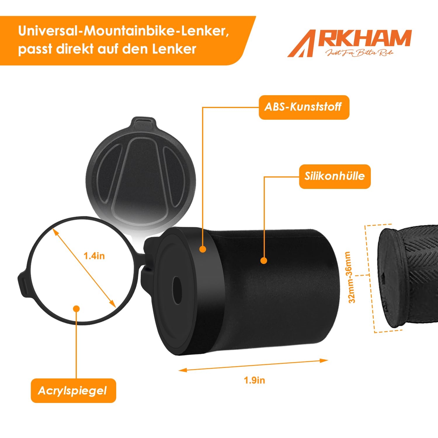 Arkham Bicycle Handlebar Mirror - Foldable 360° Rotating Rear View Mirror with Rubber Mount for Mountain & Road Bikes (Pair) - Perfect for Commuting & Trail Riding Safety
