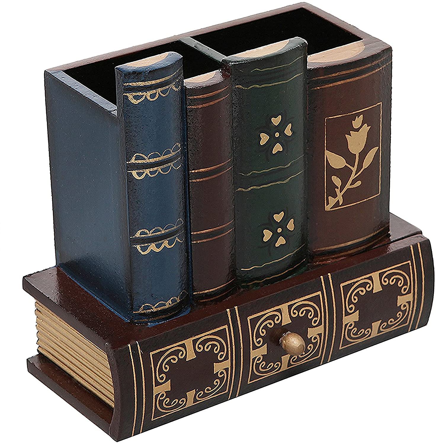 NFASHIONSO Decorative Desk Organizer Caddy - Stylish Pen & Pencil Holder with Storage Drawer for Office, School, and Home Workspace Organization