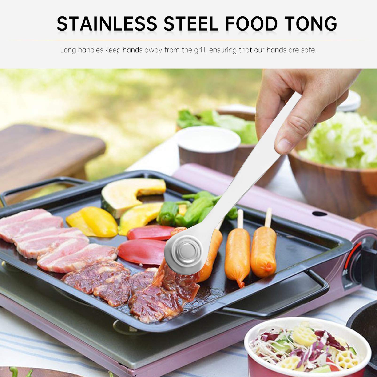 Stainless Steel Mini BBQ Grill Utensils Set - 6Pcs Escargot Tongs, Snail Tongs & Food Tongs (13cm & 15.5cm) for Grilling, Picnics, Camping & Outdoor Cooking Accessories