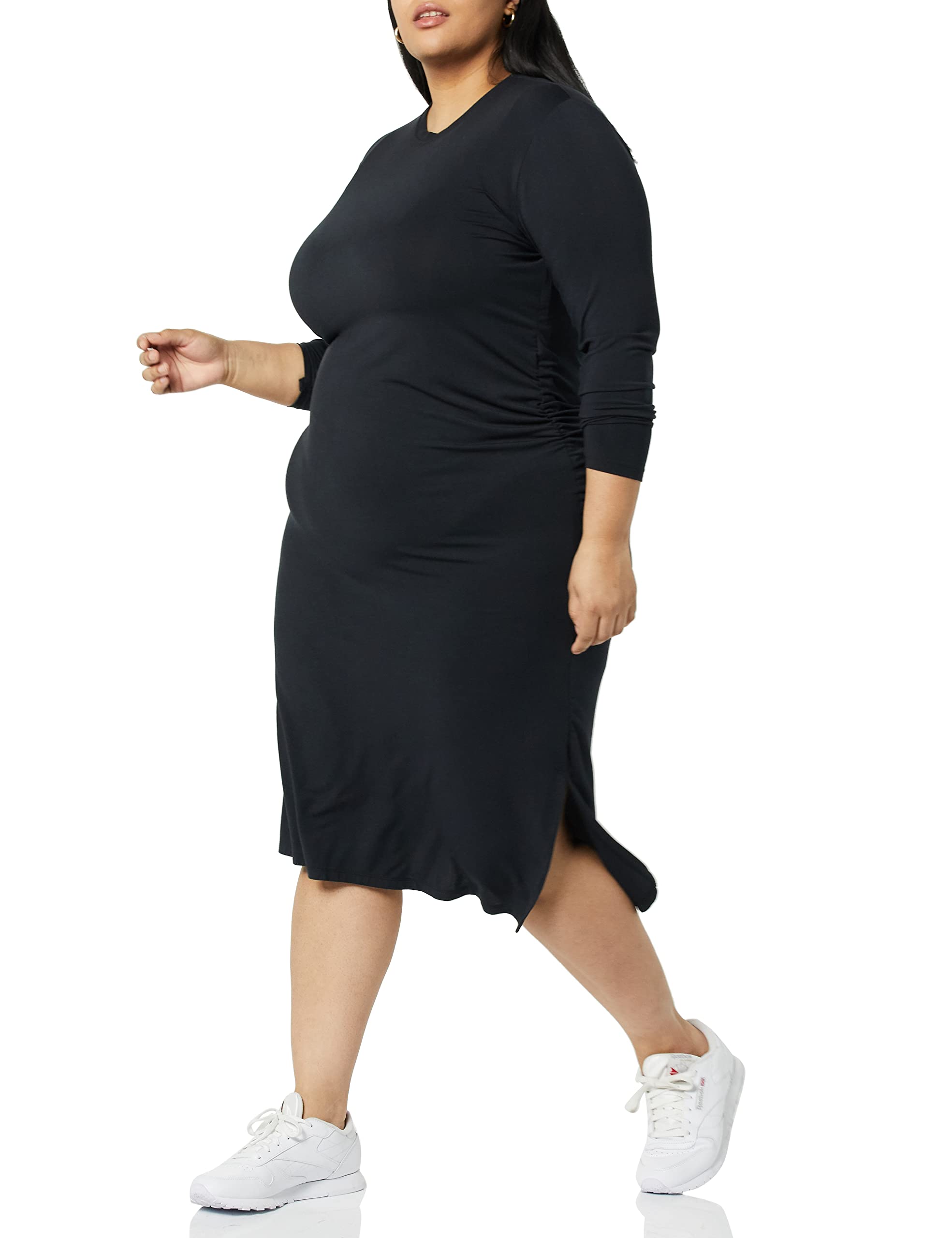 Amazon Aware Women's Jersey Ruched Dress - Stretchy Bodycon Midi Dress for Casual & Party Wear | Flattering Ruched Design for Date Night, Office & Summer Outfits