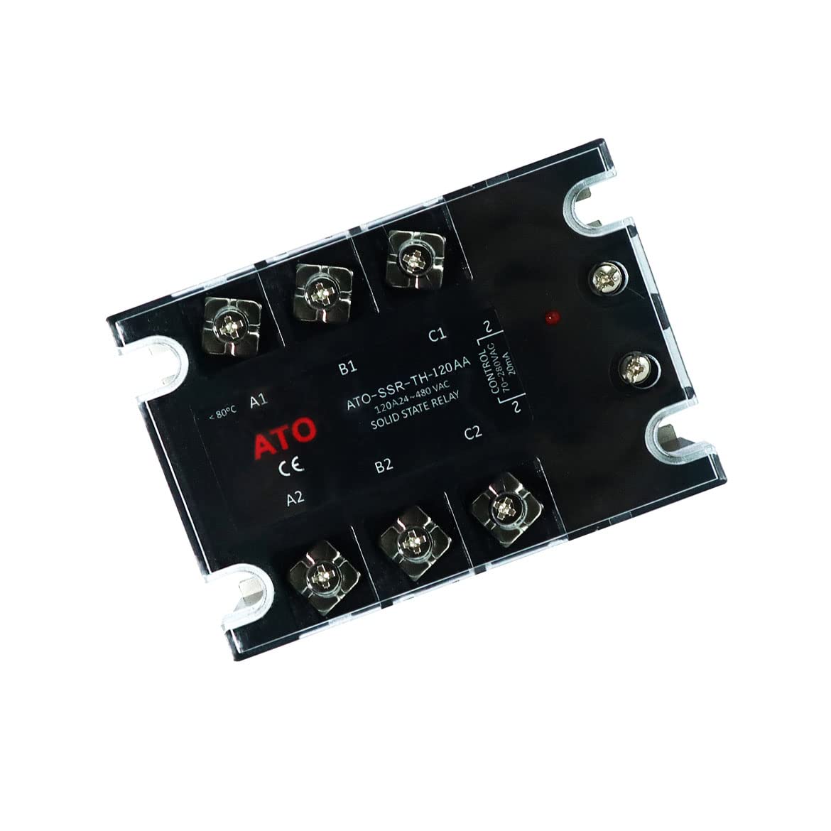 ATO 3 Phase Solid State Relay SSR-120AA - 120A 70-280V AC to AC Zero-Crossing Switch with LED Indicator for Industrial Automation & HVAC Systems