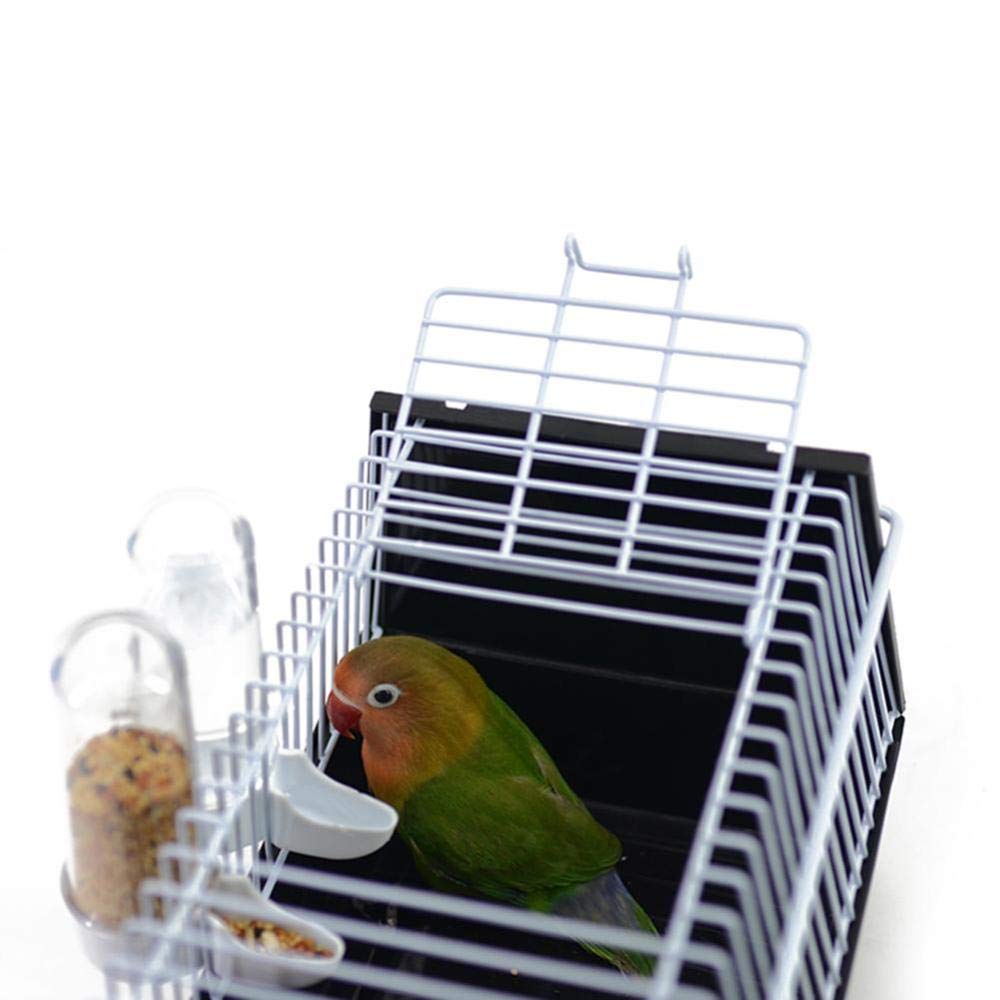 Portable Transparent Bird Travel Carrier Cage for Parrots & Small Birds - Plastic & Wire Design with 2 Feeders - Ideal for Vet Visits, Travel & Outdoor Adventures (White, 1-Pack)