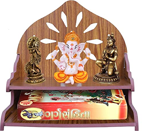 Handcrafted Engineered Wood Home Temple for Durga Pooja, Navratri & Ganesh Chaturthi - Christmas & New Year Special Decor for Hindu Worship