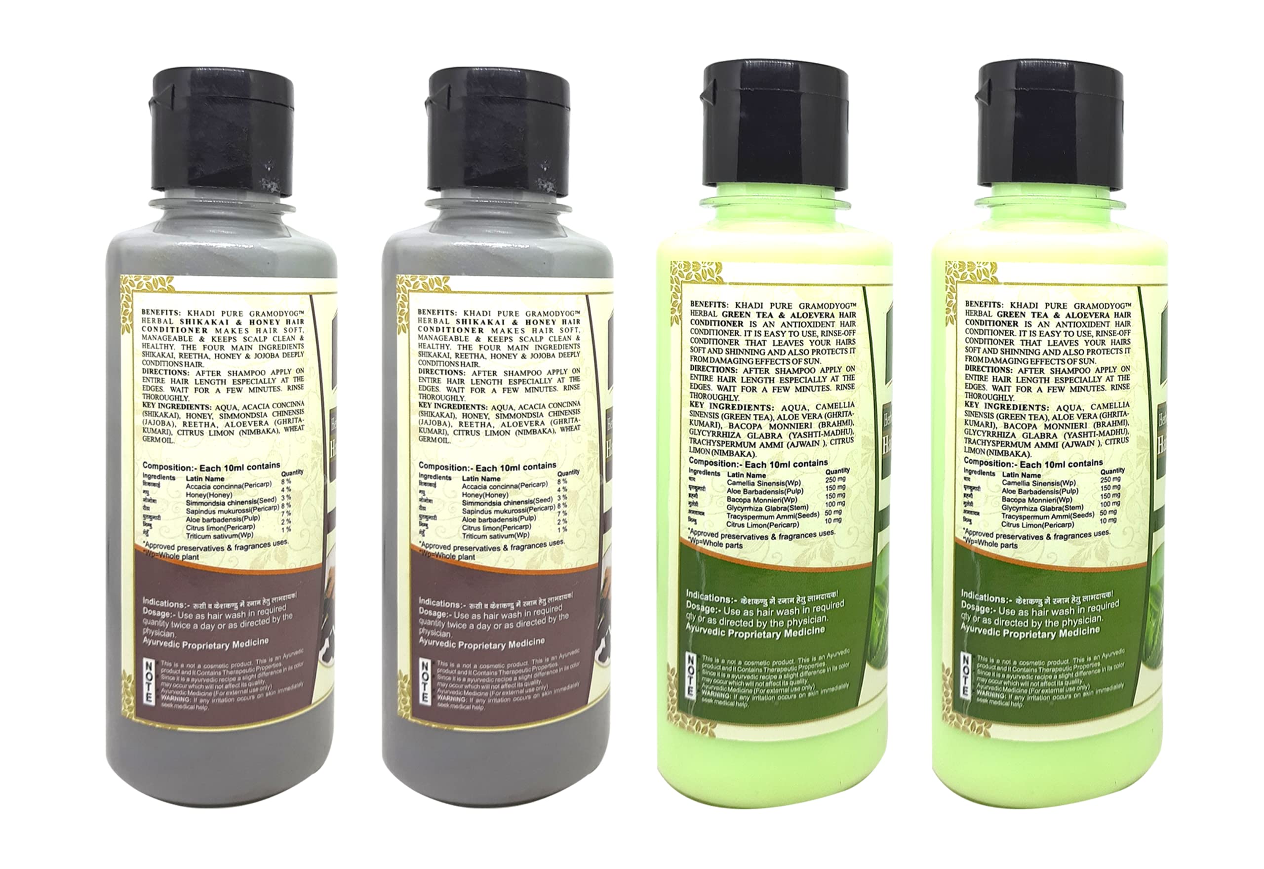 Khadi Pure Green Tea Aloe Vera & Shikakai Honey Conditioner - 210ml (Pack of 4) | Natural Hair Care for Dry & Damaged Hair | Perfect for Daily Use & Hair Repair