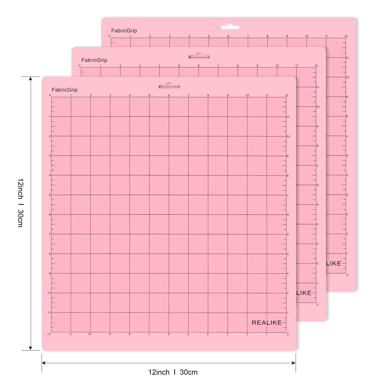 REALIKE 12x12 Inch FabricGrip Cutting Mat - 3 Pack Replacement Sticky Mats for Cricut Maker 3, Maker, Explore 3, Air 2, Air & One - Perfect for Fabric Cutting, Vinyl Projects & DIY Crafts