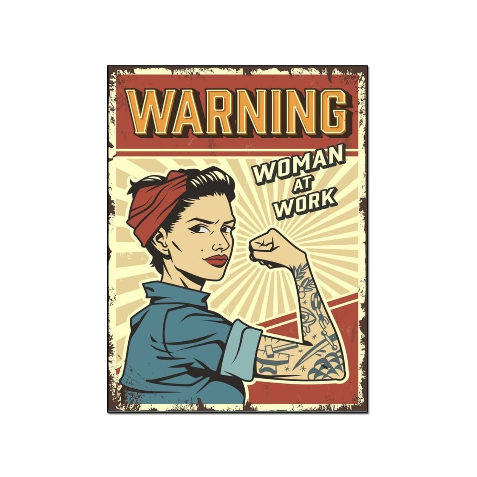 Vintage Working Woman Art Canvas Painting - Retro Poster Wall Decor for Living Room, Bedroom & Office - 8x10 Inch (20x26cm) Framed Picture Gift - Perfect for Home Decor, Housewarming & Birthday Presents