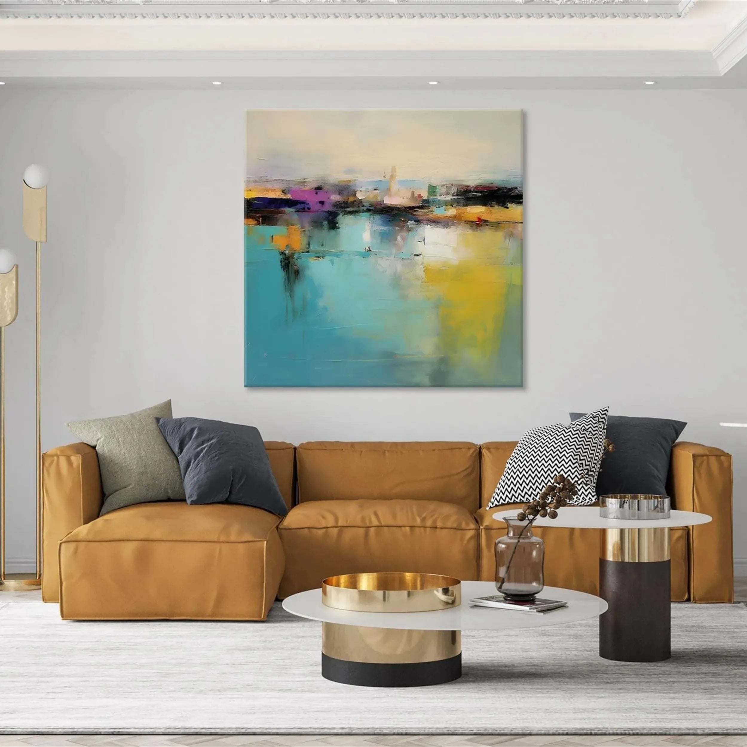 Blue & Green Abstract Wall Art Canvas Print #BG074 - Modern Home Decor for Living Room, Bedroom & Office