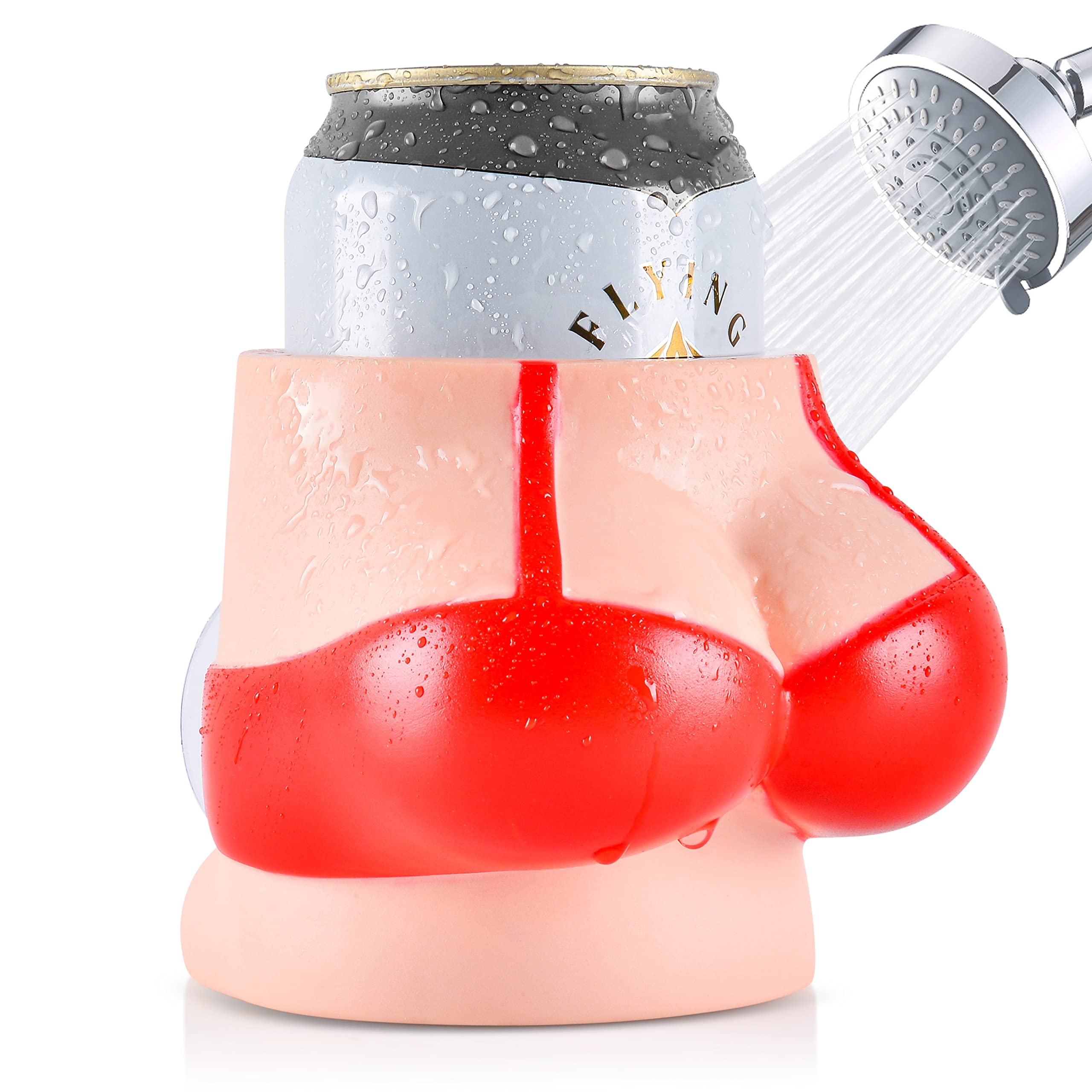 Shower Beer Holder with Silicone Suction Cup - Red Bikini Design Can Caddy for Bath & Shower | Keep Your Drink Cold While Relaxing - Perfect Bathroom Accessory Gift for Beer Lovers, Stocking Stuffer or Bathtub Caddy | Ideal for Spa Days, Pool Parties & Self-Care Moments