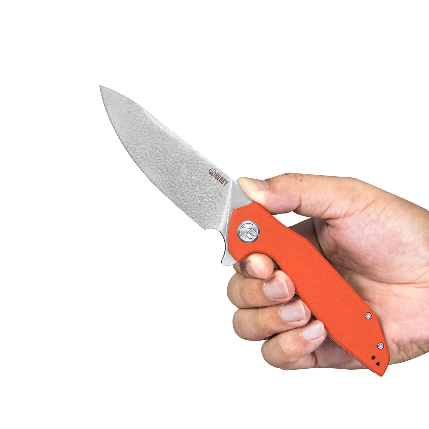 Nova Liner Lock Flipper Folding Pocket Knife - Orange G10 Handle, Satin D2 Steel Blade (KU117D) | EDC, Outdoor Camping, Hiking & Survival Tool