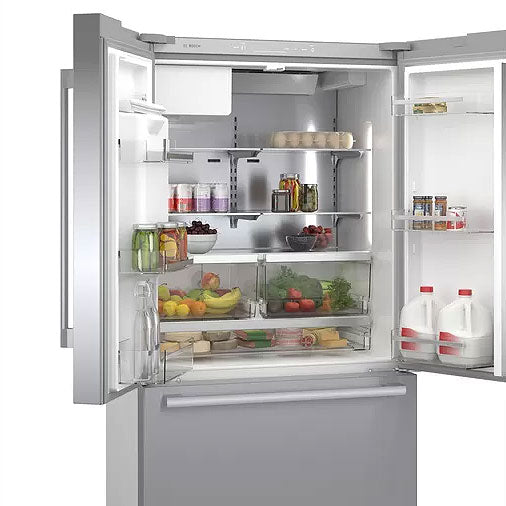 BOSCH 500 Series 36 Inch Counter Depth French Door Refrigerator - Stainless Steel (B36CD50SNS) - Perfect for Modern Kitchens & Open Floor Plans