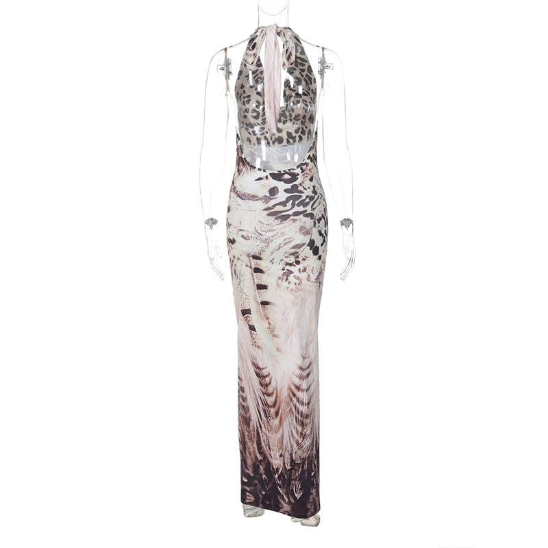 Sexy Backless V-Neck Lace-Up Maxi Dress for Women - Slim Fit Sleeveless Hollow Out Summer Dress | Perfect for Beach Vacation, Evening Party & Autumn Date Night