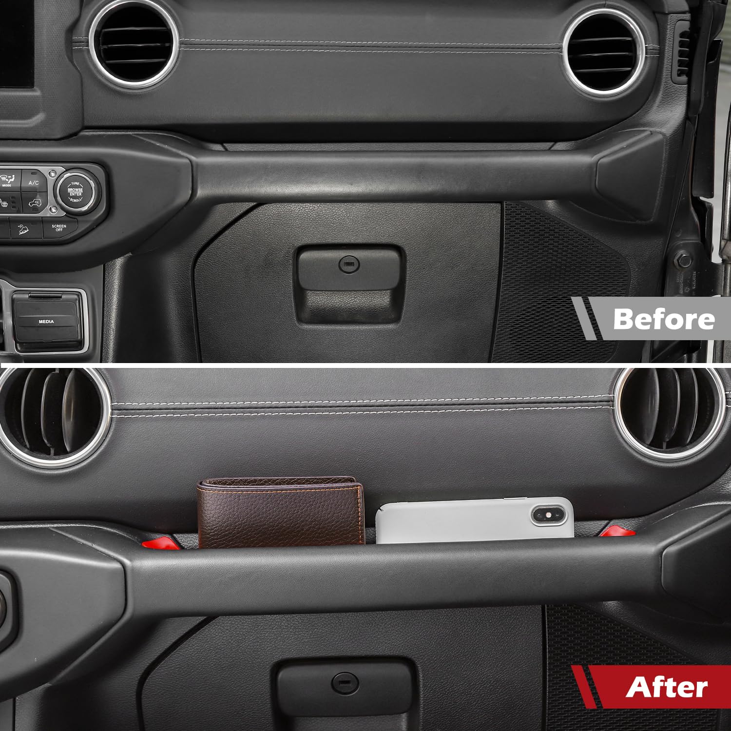 RT-TCZ Jeep Wrangler JL/JLU/Gladiator JT (2018-2023) Grab Handle Storage Tray - Red Co-Pilot Organizer for Passenger Side | Perfect for Road Trips, Off-Road Adventures & Daily Commute