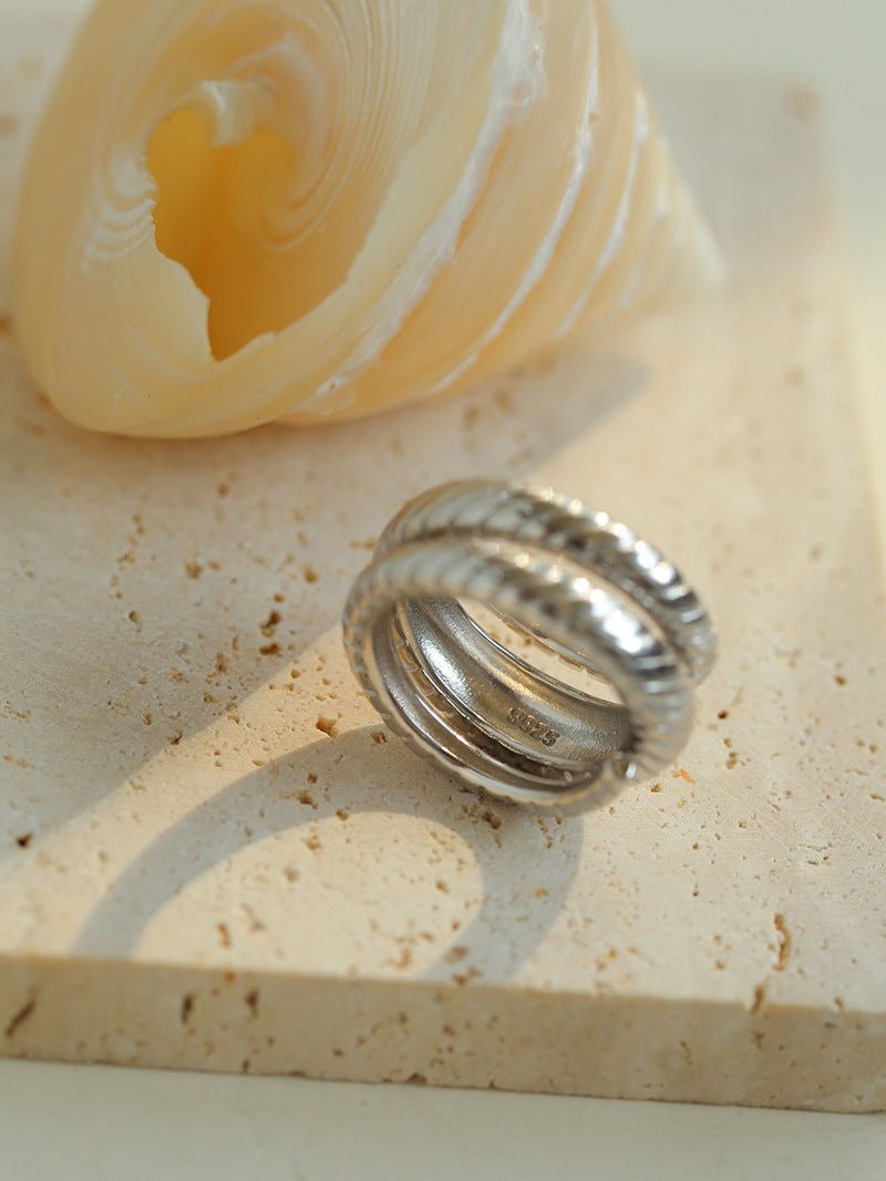 925 Sterling Silver Wide Band Threaded Ring for Women - Perfect for Stacking, Everyday Wear & Special Occasions