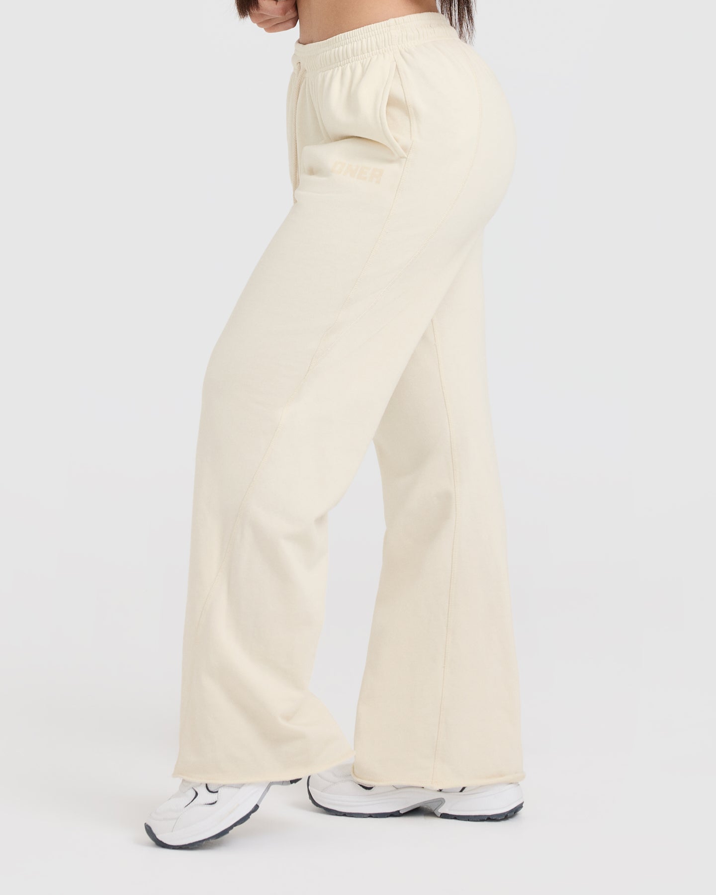 Raw Lounge Wide Leg Joggers for Women - Soft Comfortable Off White Yoga Pants - Perfect for Home, Yoga, and Casual Wear