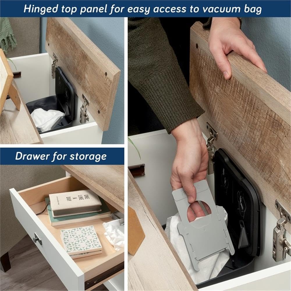 Sauder HomePlus Robot Vacuum Storage Side Table - Soft White End Table with Cabinet for Living Room & Bedroom - Perfect for Organizing Cleaning Supplies & Home Decor