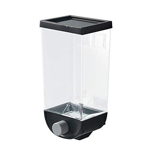 1500ML Wall Mounted Cereal Dispenser - Large Grain Storage Container for Kitchen, Pantry Organization - Perfect for Cereal, Rice, Pasta, Nuts & Dry Food Storage (Black) - Space Saving Solution for Small Kitchens & Dorm Rooms